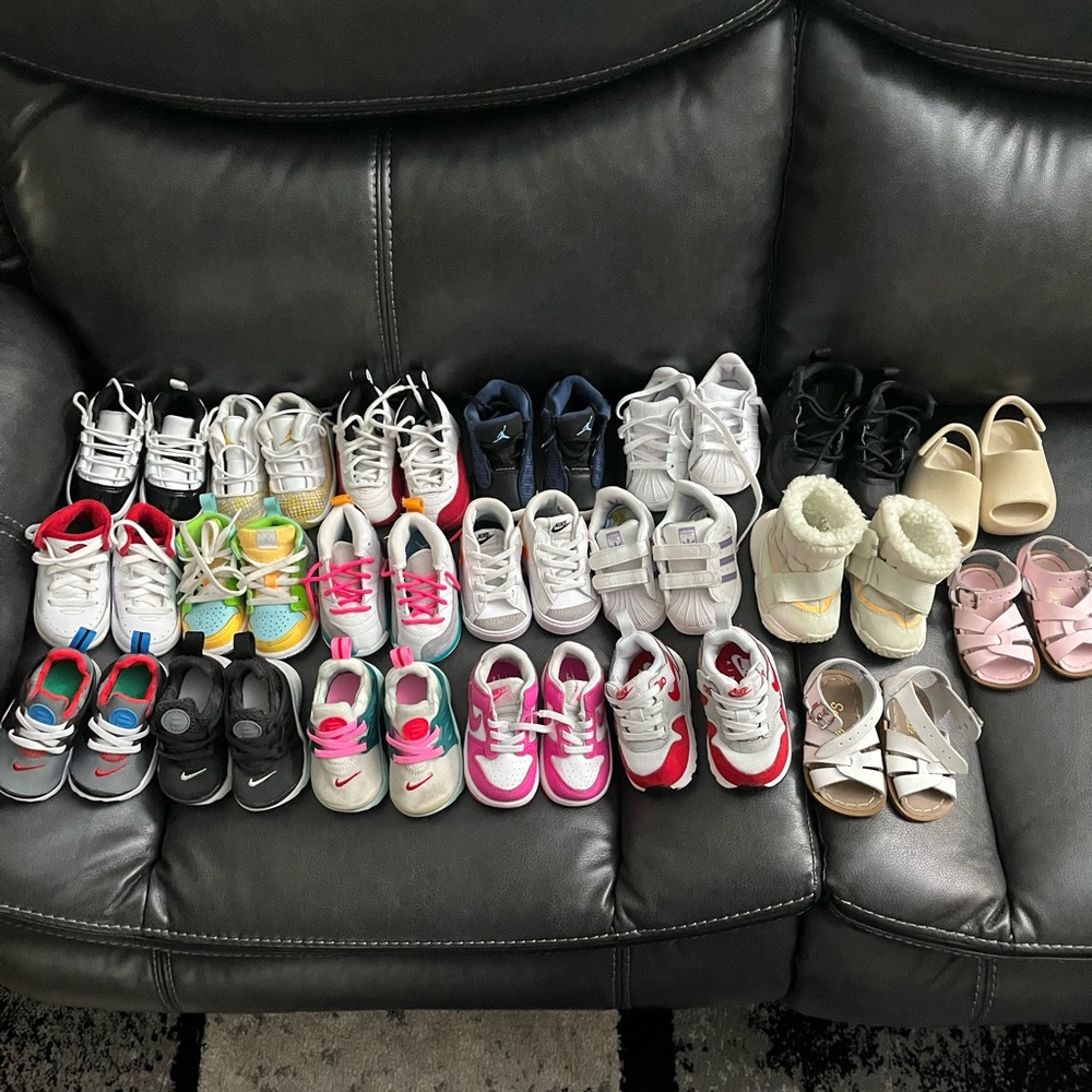 20 pair of kids shoes.
